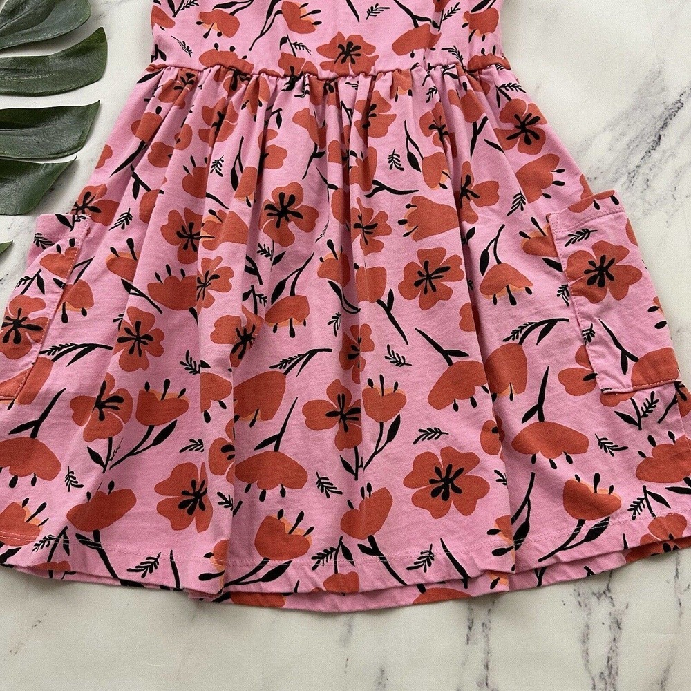 Hanna Andersson Girls Fit and Flare Dress Size 140 10 Pink Orange Floral Cotton - Picture 8 of 8